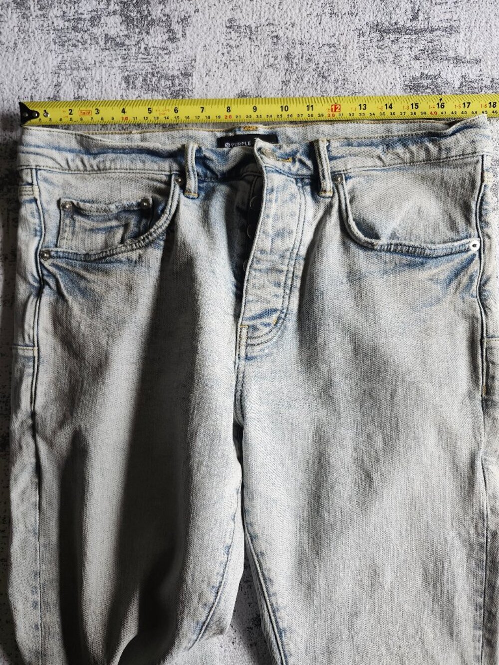 Purple Brand Sz 32 Light Wash Baby Blue Light Indigo Lux Denim Button Fly Jeans - Picture 10 of 14